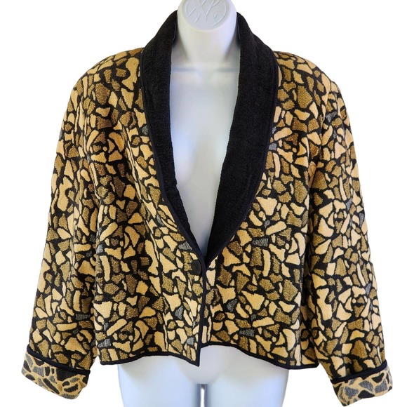 Vintage 90's Tapestry Broken Glass One-Button Casual  Plus-size Jacket XL - Picture 1 of 9